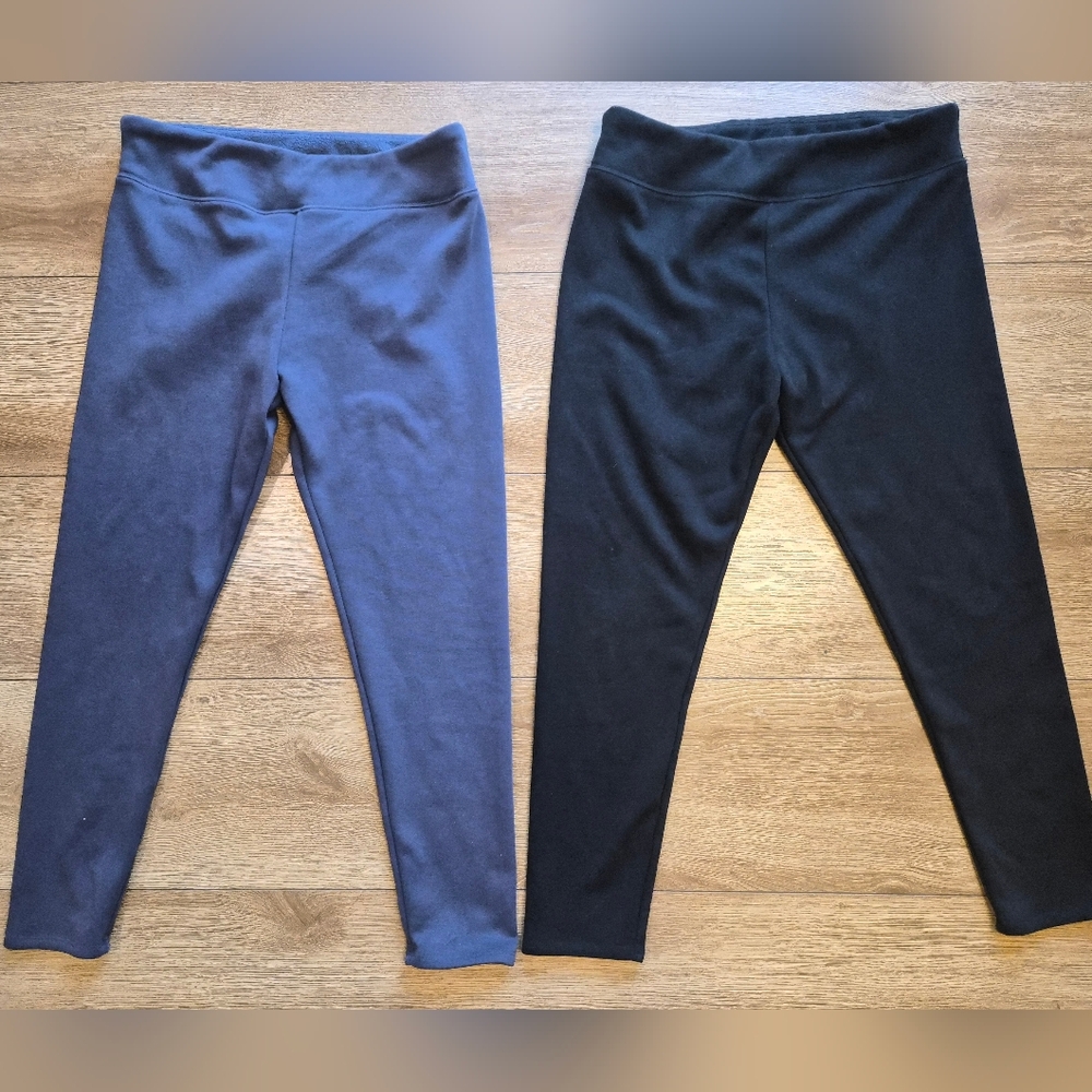 LIKE NEW 2 Pair SO Fleece Lined Leggings Girls Size 20 Plus Black & Navy